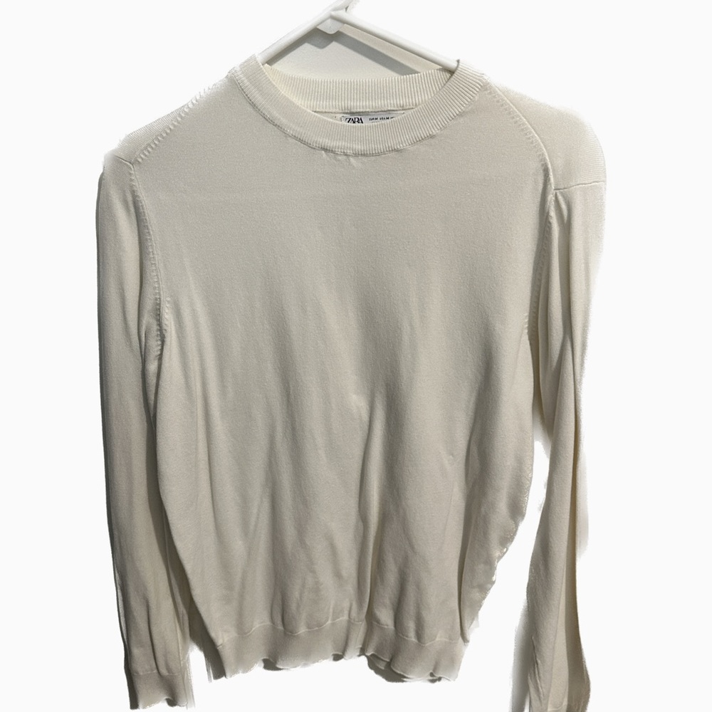 Slim White Zara Sweater Size M Off-White Beige